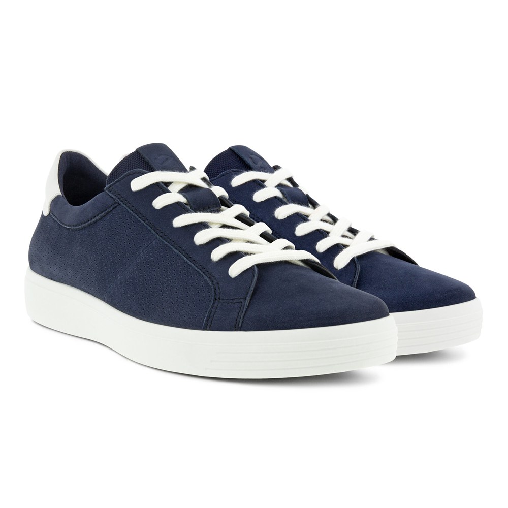 Mens Sneakers - ECCO Soft Classic Laced - Navy - 9368LDYXK